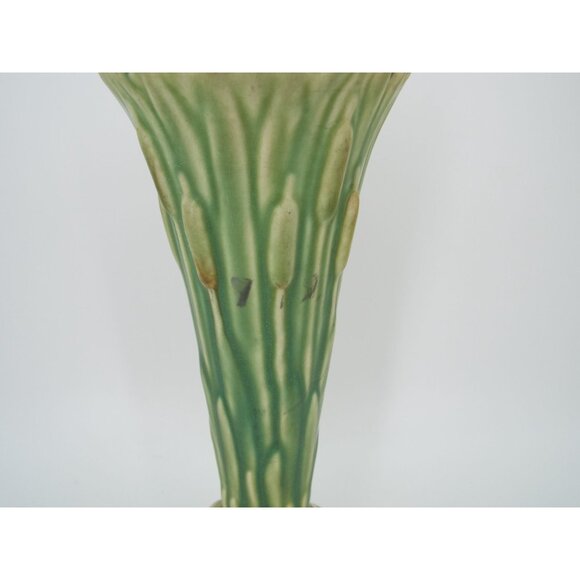 Antique 1920's Weller Pottery Ardsley Cattail 9" Bud Vase - Picture 7 of 14
